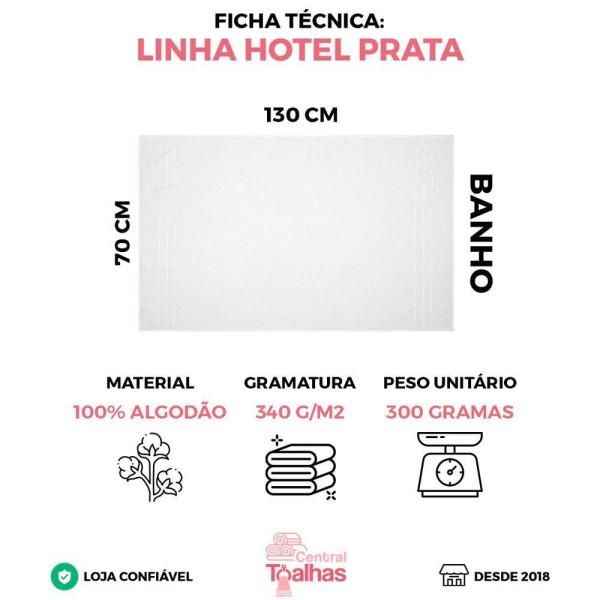 Encontraproduto.com.br - Kit Com 9 Toalhas De Banho Para Hotel - Profissional Prata - Branco