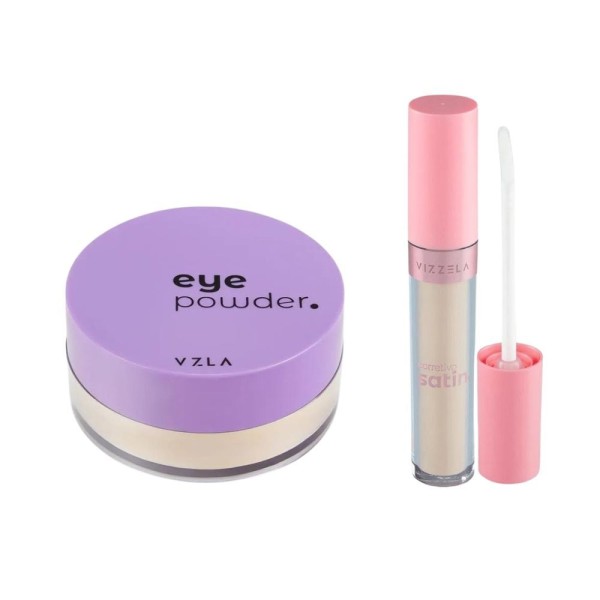 Encontraproduto.com.br - Kit Vizzela Eye Powder Cor 02 +corretivo Satin Cor 03