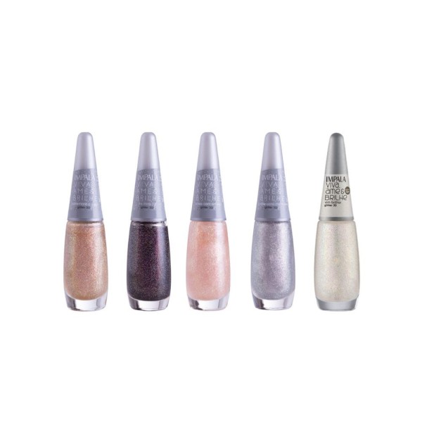 Kit 5 Esmaltes Impala Coleção Viva Ame E Brilhe