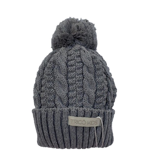 Encontraproduto.com.br - Gorro de Tricô Para Meninos Com Pompom Cinza Claro