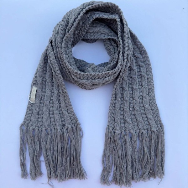 Encontraproduto.com.br - Cachecol de Tricô Para Meninos Com Franja Cinza Claro