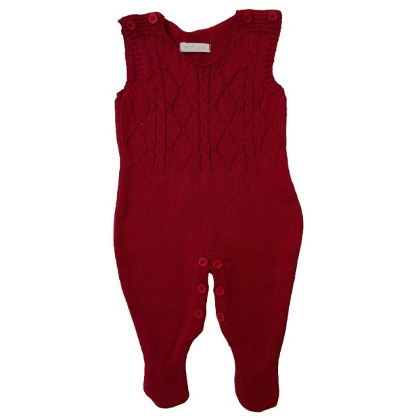 Encontraproduto.com.br - Macacão de Tricô Pilar Trabalhado Com Body Bordado Vermelho