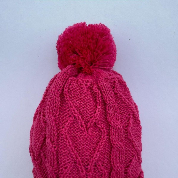 Encontraproduto.com.br - Gorro de Tricô Para Meninas Com Pompom Rosa Forte