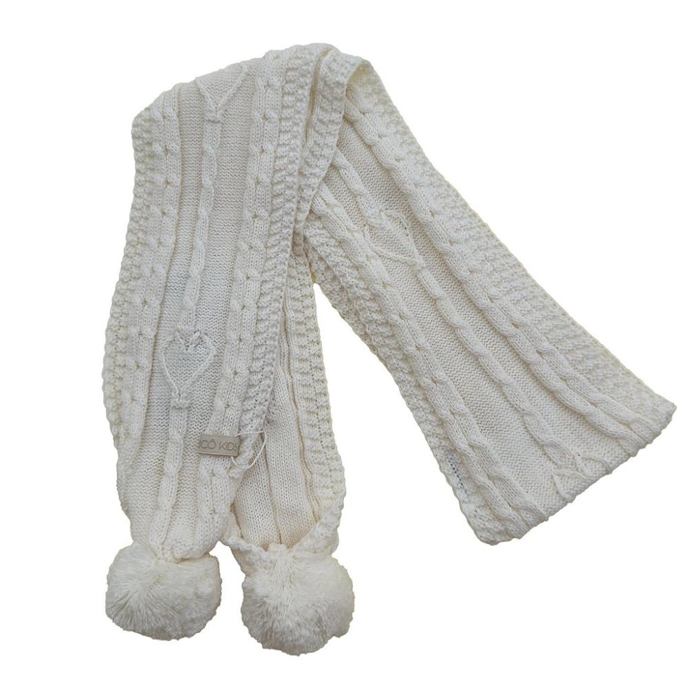Encontraproduto.com.br - Cachecol de Tricô Para Meninas Com Pompom Pérola