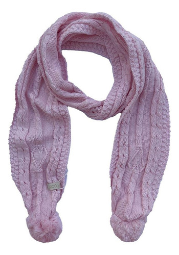 Encontraproduto.com.br - Cachecol de Tricô Para Meninas Com Pompom Rosa Claro