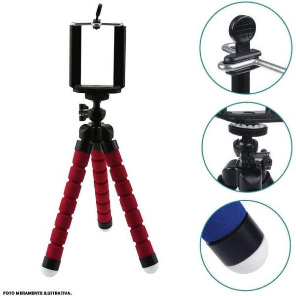 Encontraproduto.com.br - Tripé Para Celular Flexivel E Camera Vermelho P