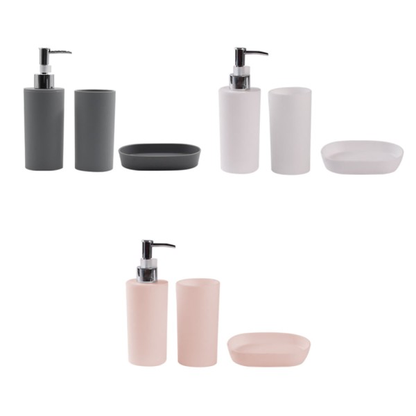 Encontraproduto.com.br - Kit Acessório p/ Banheiro Krea Plástico 3 Peças