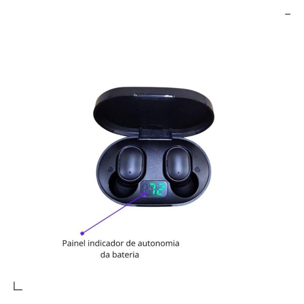 Encontraproduto.com.br - Fone Wireless Bluetooth Preto Visor Carga Para Samsung A80 A90