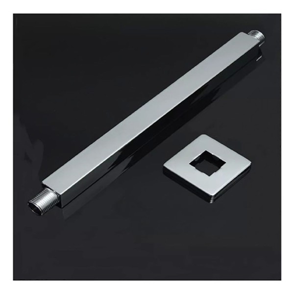 Encontraproduto.com.br - Ducha Chuveiro Slim Quadrado Metal 20x20cm Com Braço De Teto