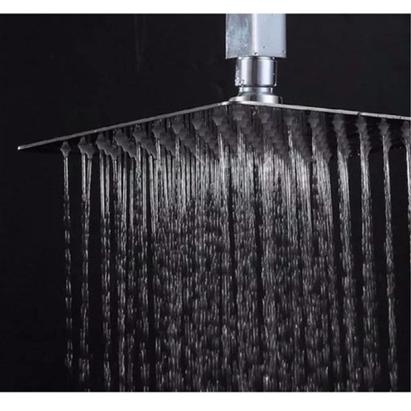 Encontraproduto.com.br - Ducha Chuveiro Slim Quadrado Metal 20x20cm Com Braço De Teto