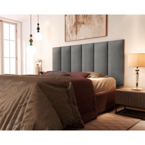 Painel Cama Box Valence Queen 1,60 Tecido Suede cor Cinza - Comprar Moveis Em Casa