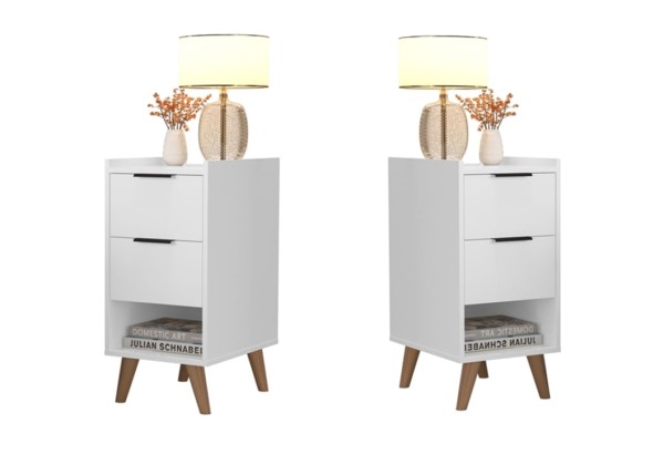 KIT 2 Mesas de Cabeceira Ape Pé Palito Branco - Comprar Moveis em Casa