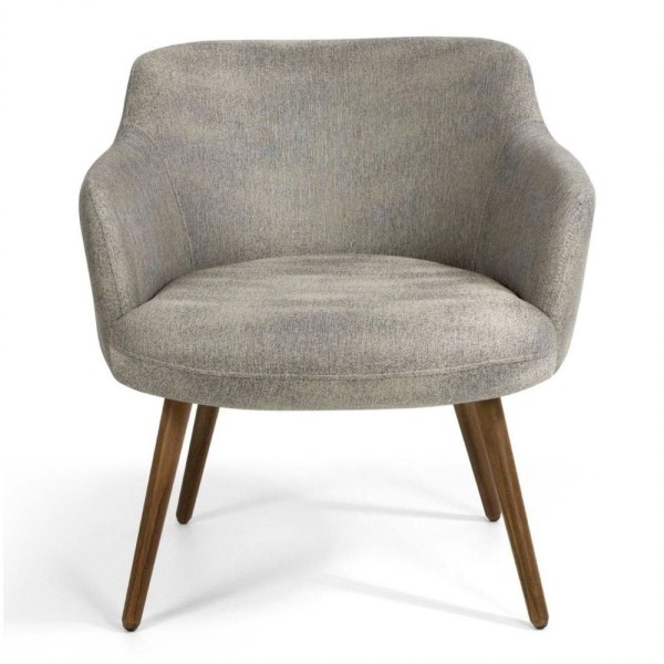 Kit 2 Poltronas Decorativas Em Tecido Estonado Cinza Pés Palito Alya - Larbelle