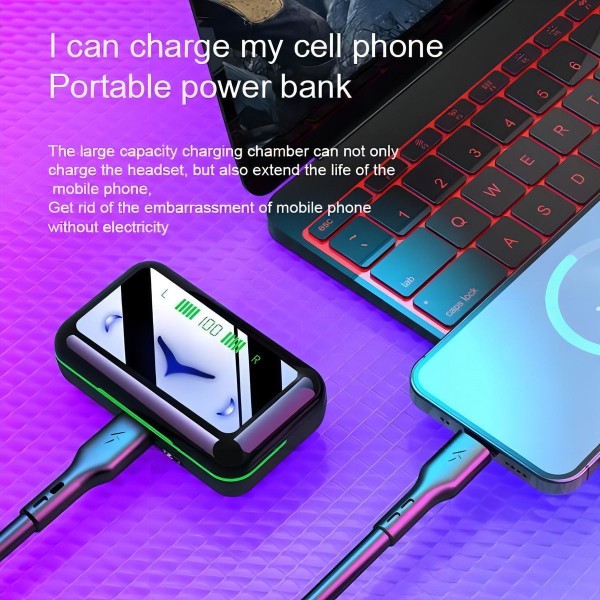 Encontraproduto.com.br - Fone Bluetooth PowerBank LED Para iPhone 15 Max