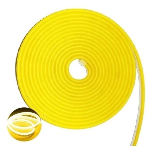 Encontraproduto.com.br - Fita Led Mangueira Neon 5 Mts Iluminação Silicone Flexível Corte 2.5 Cm - Amarelo