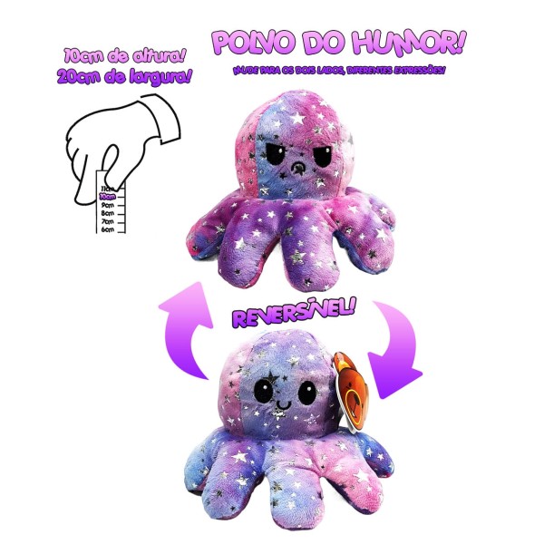 Encontraproduto.com.br - Polvo Reversível Bipolar Pelúcia Tik Tok 10cm