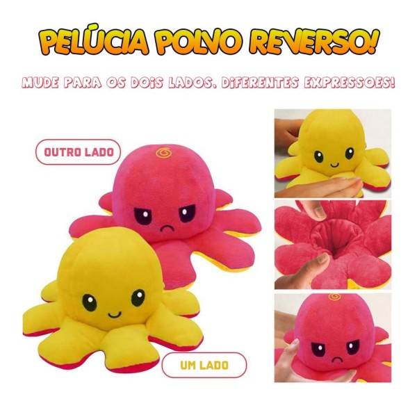 Encontraproduto.com.br - Polvo Reversível Bipolar Pelúcia Tik Tok 10cm