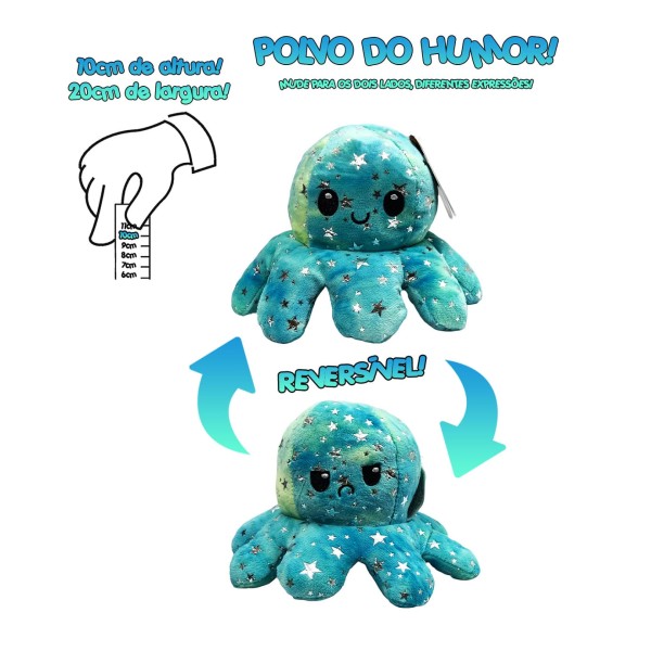 Encontraproduto.com.br - Polvo Reversível Bipolar Pelúcia Tik Tok 10cm