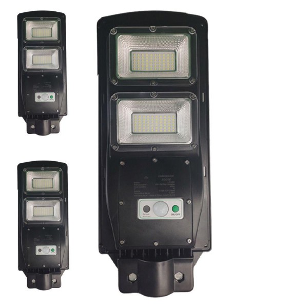Encontraproduto.com.br - Luminaria Solar 120w Poste 3 Unid. Led Controle E Sensor