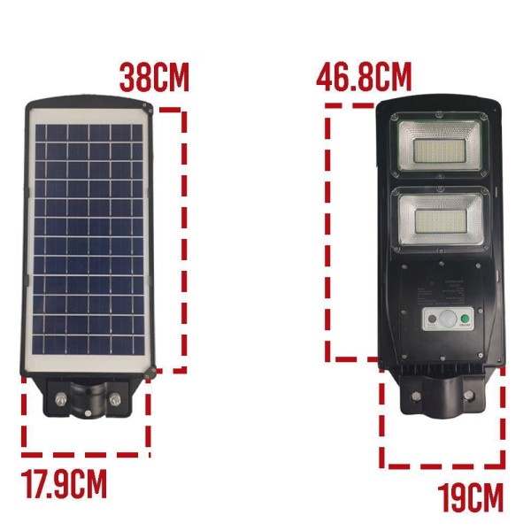 Encontraproduto.com.br - Luminaria Solar 120w Poste 3 Unid. Led Controle E Sensor