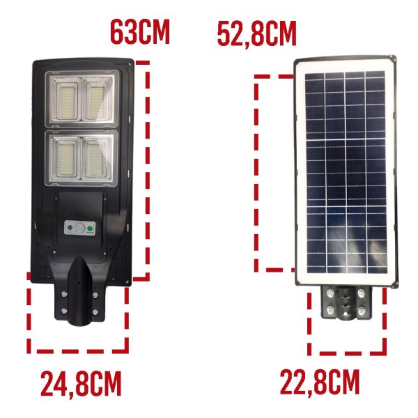 Encontraproduto.com.br - Luminaria Solar Poste Led 240w 3unds Sensor Controle Rua