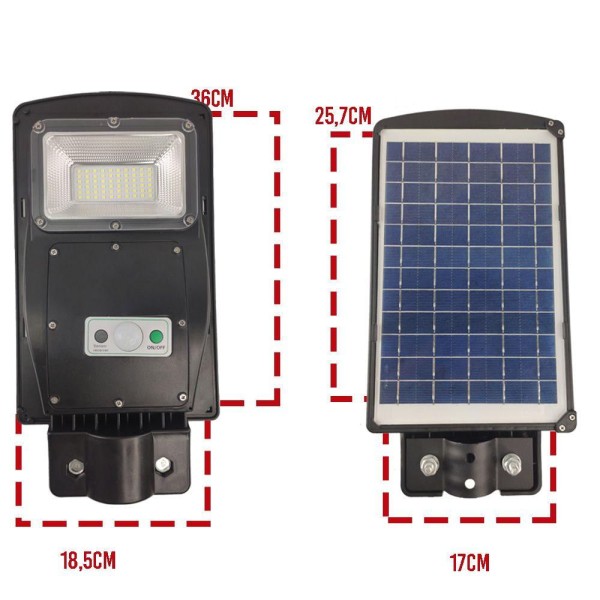 Encontraproduto.com.br - Luminaria Solar Poste 60W Led Rua Controle E Sensor De Movim