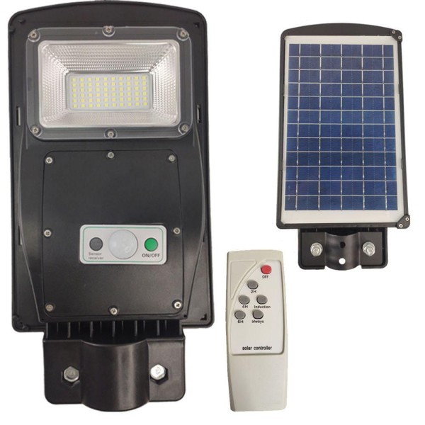 Encontraproduto.com.br - Luminária Solar Poste 60w Led Controle E Sensor De Movimento