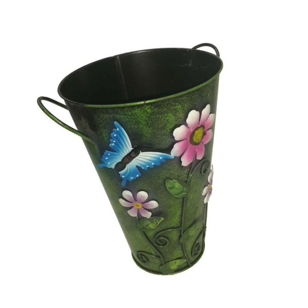 Encontraproduto.com.br - Balde Vaso Ferro Alça Flor Borboleta