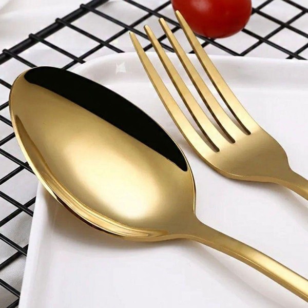 Encontraproduto.com.br - Jogo De Talheres 4 Peças Conjunto Luxo Dourado