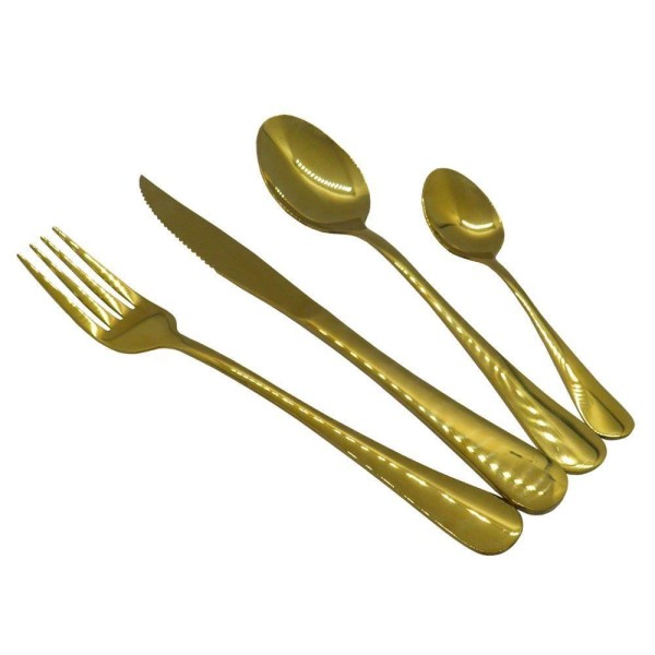 Encontraproduto.com.br - Jogo De Talheres 4 Peças Conjunto Luxo Dourado