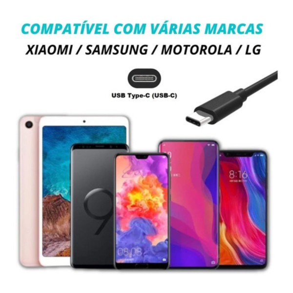 Encontraproduto.com.br - Carregador Celular Preto Compatível Com Samsung M52