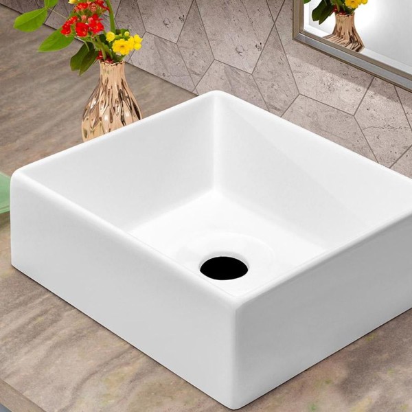 Encontraproduto.com.br - Cuba Pia Retangular Para Banheiro Tulipa Branco