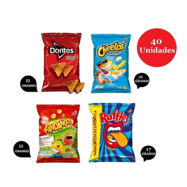 Encontraproduto.com.br - Elma Chips Doritos + Fandangos + Cheetos+ Ruffles 40un Total