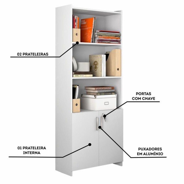 Encontraproduto.com.br - Conjunto Para Escritório 2 Peças Com Mesa E Armário Branco