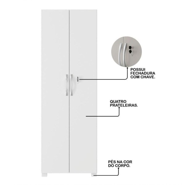 Encontraproduto.com.br - Conjunto Para Escritório 2 Mesas 2 Armários Altos Branco