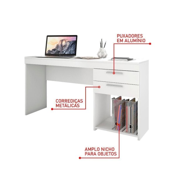 Encontraproduto.com.br - Conjunto Para Escritório 2 Mesas 2 Armários Altos Branco