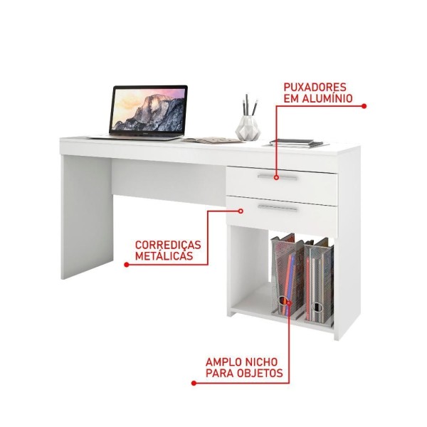 Encontraproduto.com.br - Conjunto Para Escritório 2 Mesas 2 Armários Altos Branco