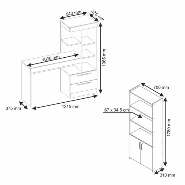 Encontraproduto.com.br - Conjunto Para Escritório 2 Peças Com Mesa E Armário Preto Tx Notável Móveis Preto Tx