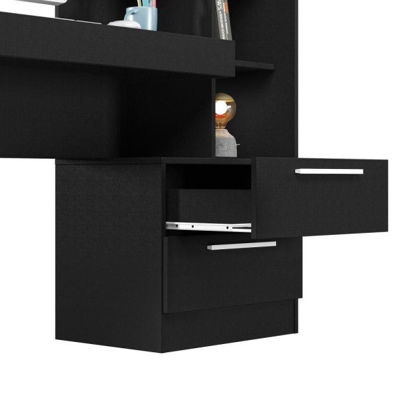 Encontraproduto.com.br - Conjunto Para Escritório 2 Peças Com Mesa E Armário Preto Tx Notável Móveis Preto Tx