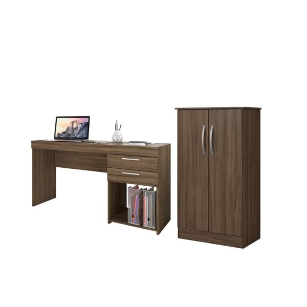 Encontraproduto.com.br - Conjunto Para Escritório Com Mesa Office E Armário Alaska Notável Nogal Nogal
