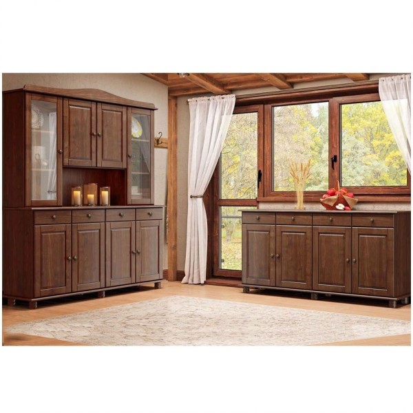 Encontraproduto.com.br - Conjunto Cozinha Rubi Café Cristaleira 8 Portas Balcão Pinus