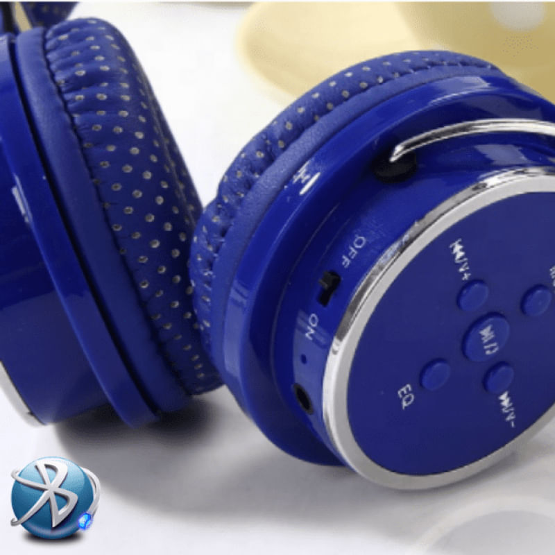 Fone de Ouvido Bluetooth Micro SD FM B05 Dobravel com Microfone Azul