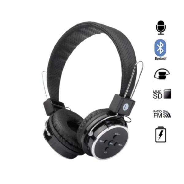 Encontraproduto.com.br - Fone de Ouvido Bluetooth Micro SD FM B05 Dobravel com Microfone Preto