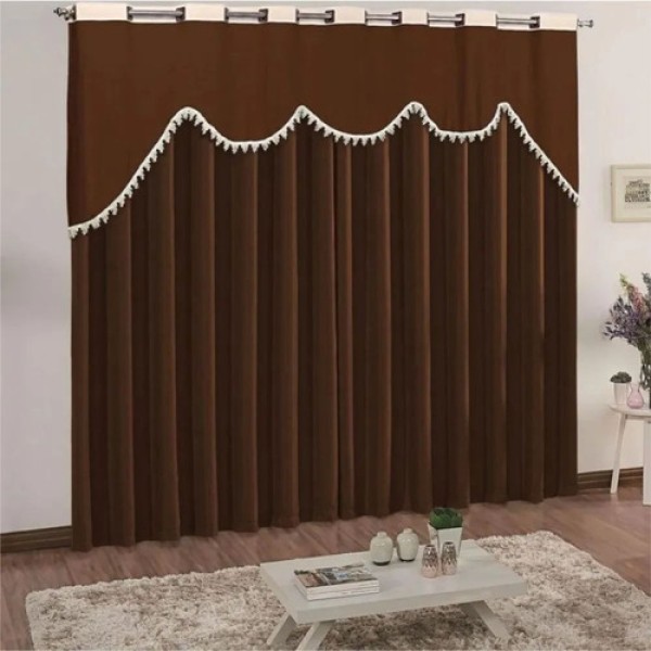 Encontraproduto.com.br - Cortina Celine para Varão em Malha 2,00m x 1,70m Sala Quarto - Tabaco