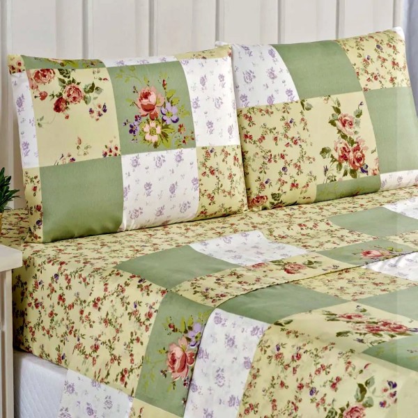 Jogo de Lençol Cama De Solteiro Columbia 03 Peças Cor Verde