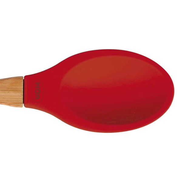 Encontraproduto.com.br - Colher de Silicone Mor Com Cabo de Bamboo Vermelho Resistente ao Calor