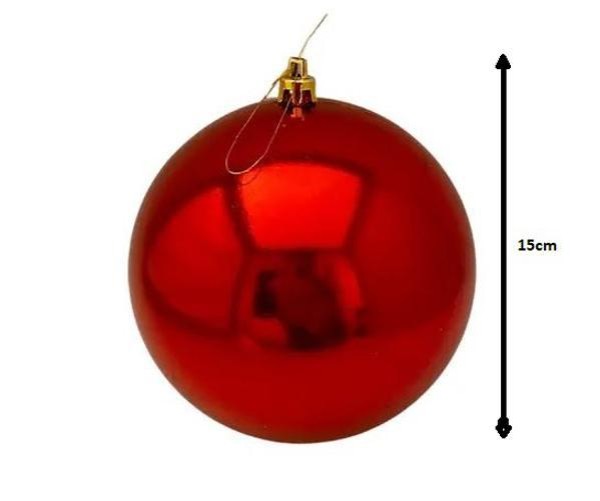 Encontraproduto.com.br - Kit 3 Bolas De Natal Lisa Vermelha 15Cm