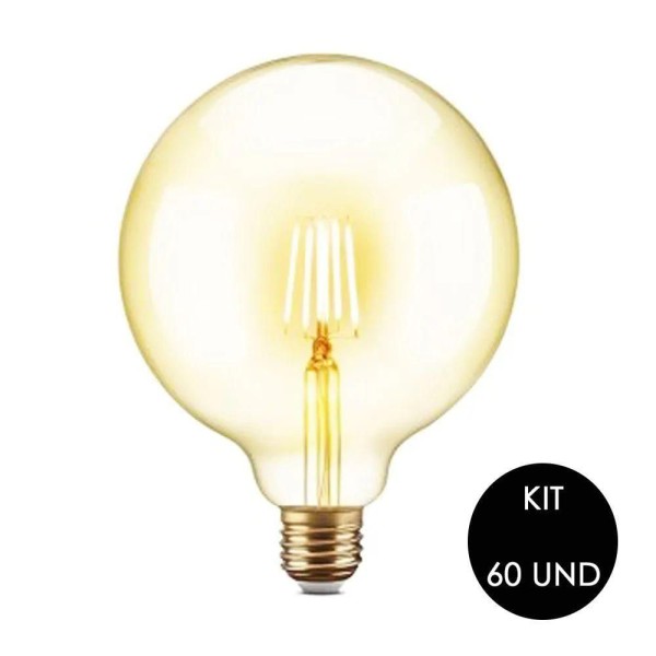 Encontraproduto.com.br - Lampada De Led Multi Filamento Kit 60 Uni Ballon Retro Vintage Bivolt 380lm 30w Iluminação