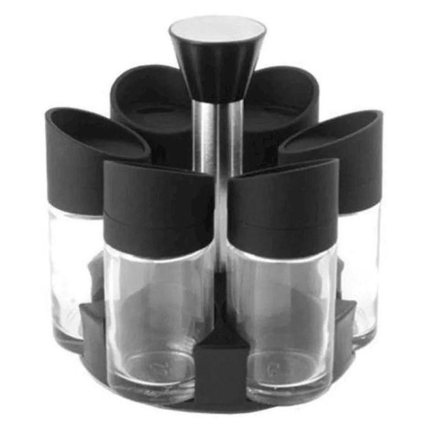 Encontraproduto.com.br - Porta Condimentos Temperos 6 Peças Cozinha Suporte