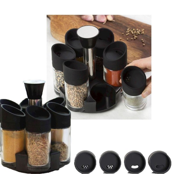 Encontraproduto.com.br - Porta Condimentos Temperos 6 Peças Cozinha Suporte